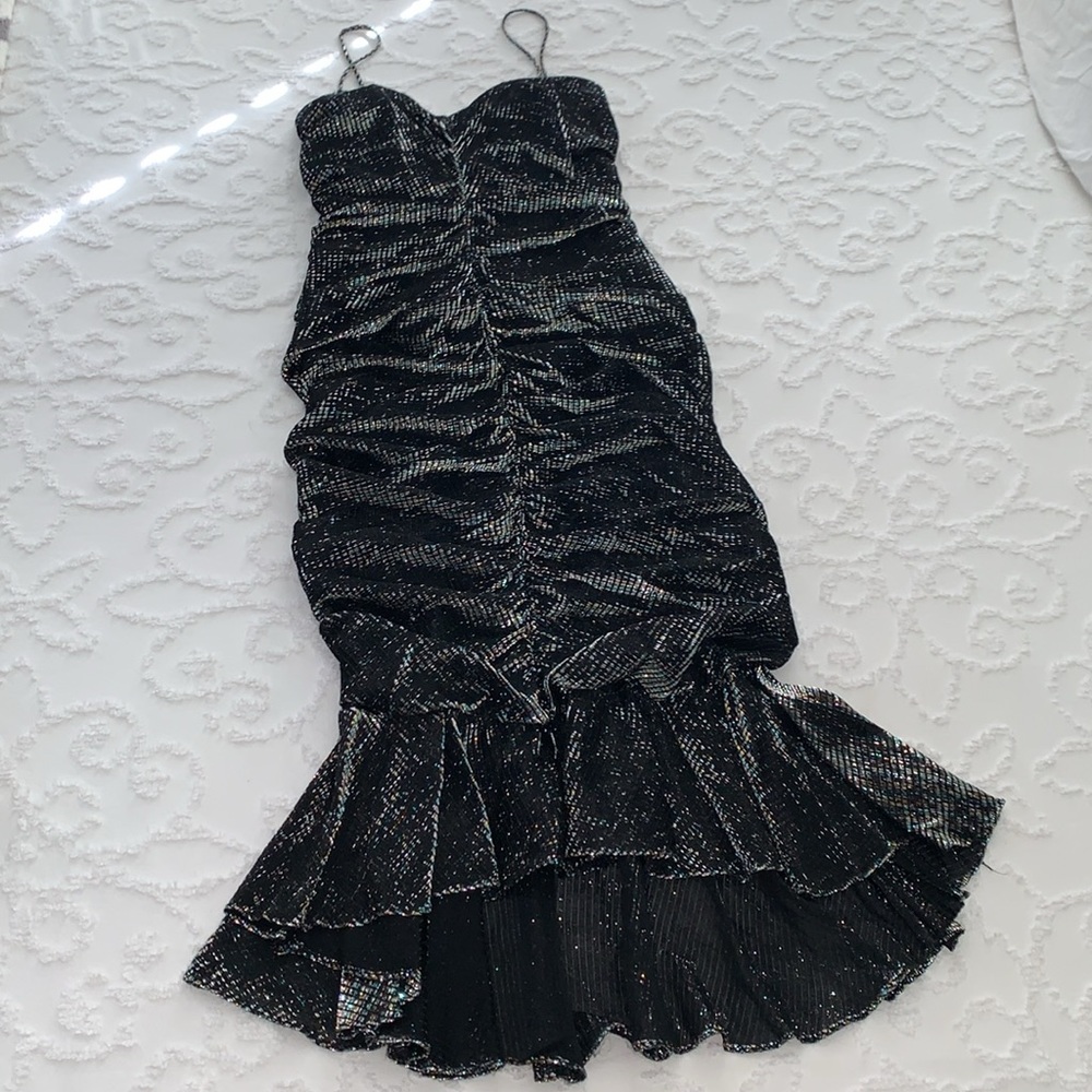 VINTAGE RUCHED SHIMMERY DANCE PARTY MERMAID DRESS - Picture 10 of 15